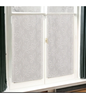 Paire de Voilages Effet Lin Imprimés Gomme Gris - Finition Passe-Tringle - 60x160cm - Prêts à Poser