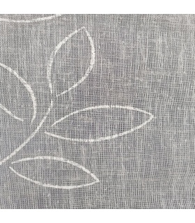 Paire de Voilages Effet Lin Imprimés Gomme Gris - Finition Passe-Tringle - 60x160cm - Prêts à Poser