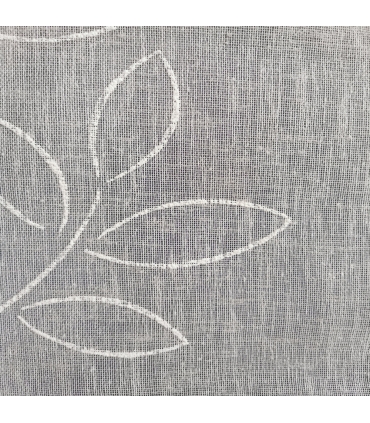 Paire de Voilages Effet Lin Imprimés Gomme Gris - Finition Passe-Tringle - 60x160cm - Prêts à Poser