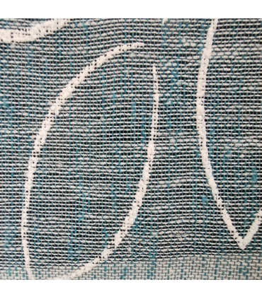 Paire de Voilages Effet Lin Imprimés - Finition Passe-Tringle - Bleu - 60x120cm Prêts à Poser