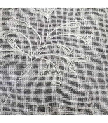 Voilage Brodé Végétal à Œillets Gomme Beige - 140x240cm - Prêt à Poser