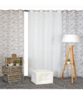 Voilage imprimé à œillets, taupe, 140x240cm prêt a poser