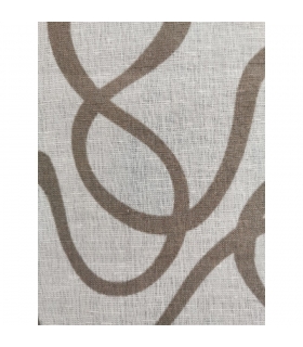 Voilage imprimé à œillets, taupe, 140x240cm prêt a poser