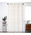 Voilage à motif jacquard à œillets, beige, 140x240cm prêt a poser