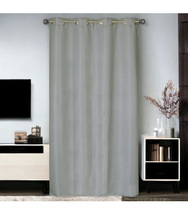 Rideau isolant thermique et phonique à œillets, gris, 140x240cm prêt a poser