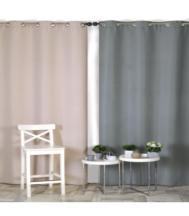 Rideau isolant thermique et phonique à œillets, gris, 140x240cm prêt a poser