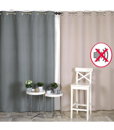 Rideau isolant thermique et phonique à œillets, gris, 140x240cm prêt a poser
