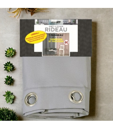 Rideau isolant thermique et phonique à œillets, gris, 140x240cm prêt a poser