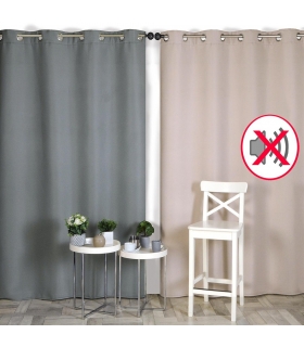 Rideau isolant thermique et phonique à œillets, beige, 140x240cm prêt a poser