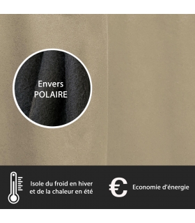 Rideau suédine thermique doublé polaire, Taupe -140x240cm prêt a poser Atout Ciel