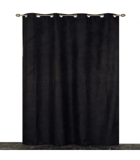 Rideau suédine thermique doublé polaire, Noir - 140x240cm prêt a poser Atout Ciel