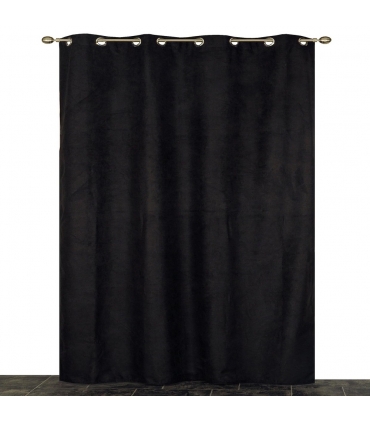 Rideau suédine thermique doublé polaire, Noir - 140x240cm prêt a poser Atout Ciel