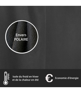 Rideau suédine thermique doublé polaire, Noir - 140x240cm prêt a poser Atout Ciel
