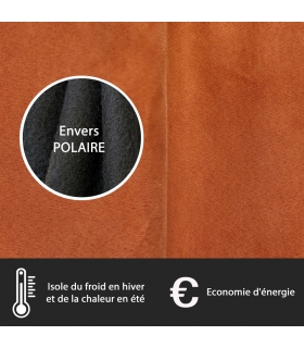 Rideau suédine thermique doublé polaire, Terracota - 140x240cm prêt a poser Atout Ciel