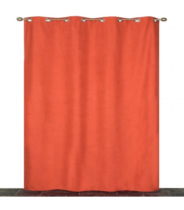Rideau suédine thermique doublé polaire, Terracota - 140x240cm prêt a poser Atout Ciel