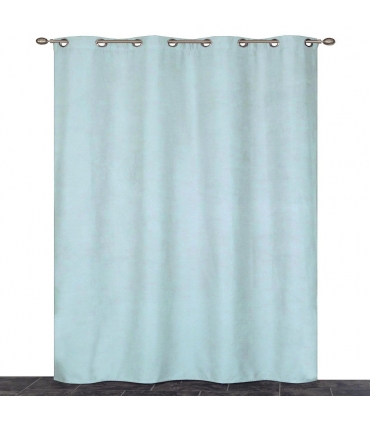 Rideau suédine thermique doublé polaire, Bleu glacier - 140x240cm prêt a poser Atout Ciel