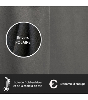 Rideau suédine thermique doublé polaire, Gris anthracite - 140x240cm prêt a poser Atout Ciel