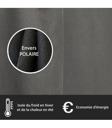 Rideau suédine thermique doublé polaire, Gris anthracite - 140x240cm prêt a poser Atout Ciel