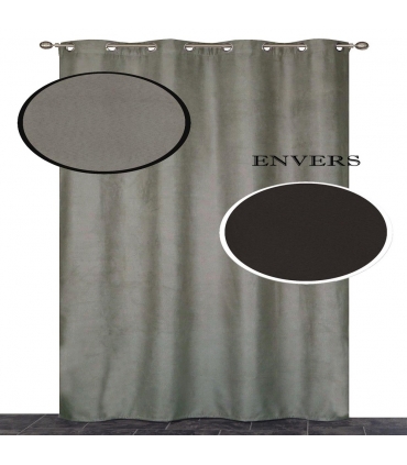 Rideau suédine thermique doublé polaire, Gris anthracite - 140x240cm prêt a poser Atout Ciel