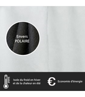 Rideau suédine thermique doublé polaire, Blanc - 140x240cm prêt a poser Atout Ciel