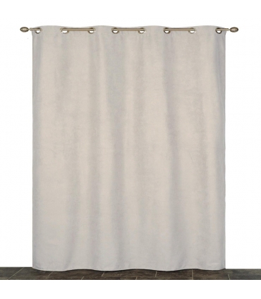 Rideau suédine Thermique doublé Polaire, Beige - 140x280cm Prêt a poser Atout Ciel