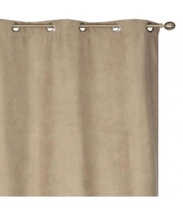 Rideau suédine Thermique doublé Polaire, Taupe - 140x180cm Prêt a poser Atout Ciel