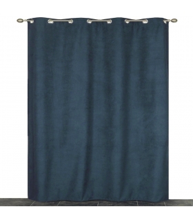 Rideau suédine Thermique doublé Polaire, Bleu pétrole, 140x180cm Prêt a poser Atout Ciel