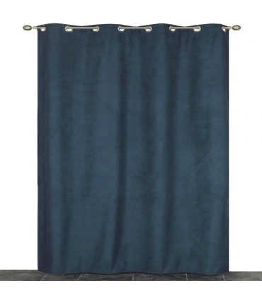 Rideau suédine Thermique doublé Polaire, Bleu pétrole, 140x180cm Prêt a poser Atout Ciel