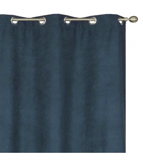 Rideau suédine Thermique doublé Polaire, Bleu pétrole, 140x180cm Prêt a poser Atout Ciel