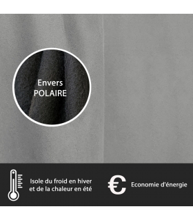 Rideau suédine Thermique doublé Polaire, Gris - 140x180cm Prêt a poser Atout Ciel