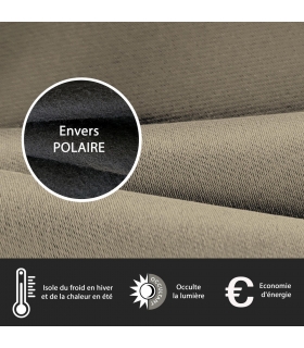 Rideau occultant thermique à œillets, Taupe - 140x240cm prêt a poser Atout Ciel