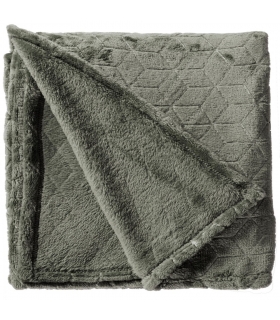 Plaid en Flanelle à Motif Reliefé Géométrique, Gris Anthracite, 220x240cm, Polyester - Atout Ciel