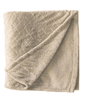 Plaid en Flanelle à Motif Reliefé Géométrique, Beige, 130x170cm, Polyester - Atout Ciel