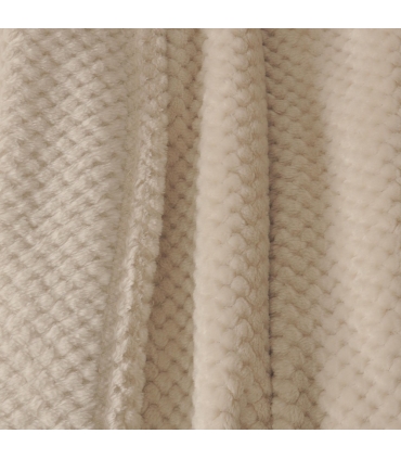 Plaid en Flanelle à Motif Reliefé, Beige, 130x170cm, Polyester - Atout Ciel