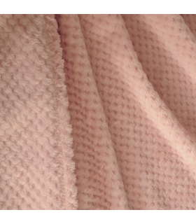 Plaid en Flanelle à Motif Reliefé, Rose, 130x170cm, Polyester - Atout Ciel
