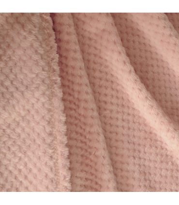 Plaid en Flanelle à Motif Reliefé, Rose, 130x170cm, Polyester - Atout Ciel