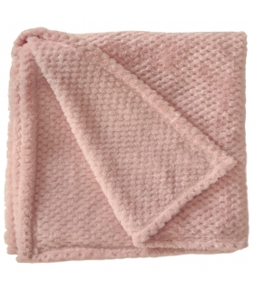 Plaid en Flanelle à Motif Reliefé, Rose, 130x170cm, Polyester - Atout Ciel