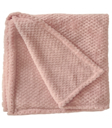 Plaid en Flanelle à Motif Reliefé, Rose, 130x170cm, Polyester - Atout Ciel