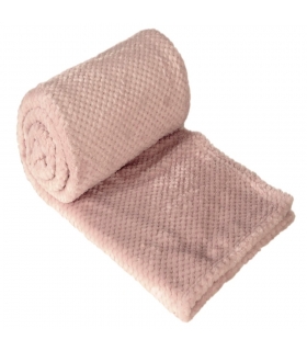 Plaid en Flanelle à Motif Reliefé, Rose, 130x170cm, Polyester - Atout Ciel