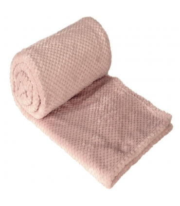 Plaid en Flanelle à Motif Reliefé, Rose, 130x170cm, Polyester - Atout Ciel