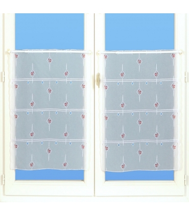 Rideau Brodé Modulable en Hauteur, Motif Feuille - Rouleau, Larg, 45cm, Long, 13m