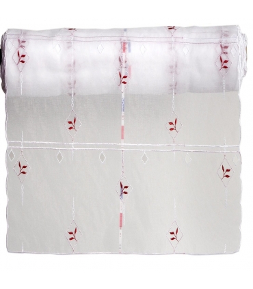 Rideau Brodé Modulable en Hauteur, Motif Feuille - Rouleau, Larg, 45cm, Long, 13m