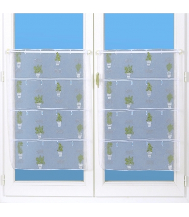 Rideau Brodé Modulable en Hauteur, Motif Épices - Rouleau, Larg, 59cm, Long, 13m