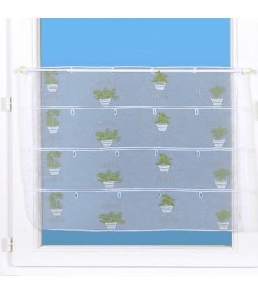 Rideau Brodé Modulable en Hauteur, Motif Épices - Rouleau, Larg, 59cm, Long, 13m