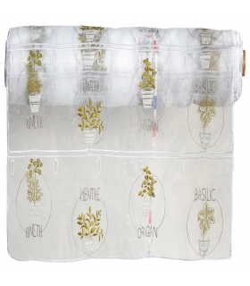 Rideau Brodé Modulable en Hauteur, Motif Épices - Rouleau, Larg, 59cm, Long, 13m Rideau Brodé Modulable en Hauteur, Motif Épices - Rouleau, Larg, 59cm, Long, 13m