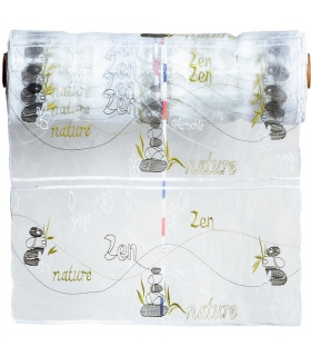 Rideau Brodé Modulable en Hauteur, Motif Zen - Rouleau, Larg, 75cm, Long, 13m Rideau Brodé Modulable en Hauteur, Motif Zen - Rouleau, Larg, 75cm, Long, 13m