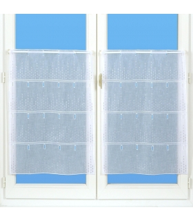 Rideau Brodé Modulable en Hauteur, Motif Pois - Rouleau, Larg, 60cm, Long, 20m Rideau Brodé Modulable en Hauteur, Motif Pois - Rouleau, Larg, 60cm, Long, 20m