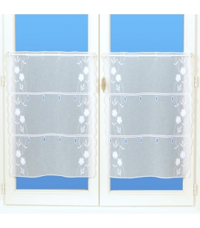 Rideau Brodé Modulable en Hauteur, Motif Floral - Rouleau, Larg, 60cm, Long, 20m Rideau Brodé Modulable en Hauteur, Motif Floral - Rouleau, Larg, 60cm, Long, 20m