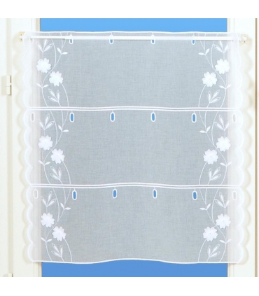 Rideau Brodé Modulable en Hauteur, Motif Floral - Rouleau, Larg, 60cm, Long, 20m