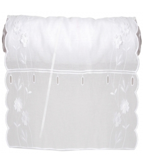 Rideau Brodé Modulable en Hauteur, Motif Floral - Rouleau, Larg, 60cm, Long, 20m Rideau Brodé Modulable en Hauteur, Motif Floral - Rouleau, Larg, 60cm, Long, 20m